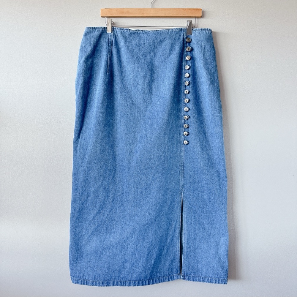 Kactus Jean skirt women’s midi or maxi skirt denim medium wash western